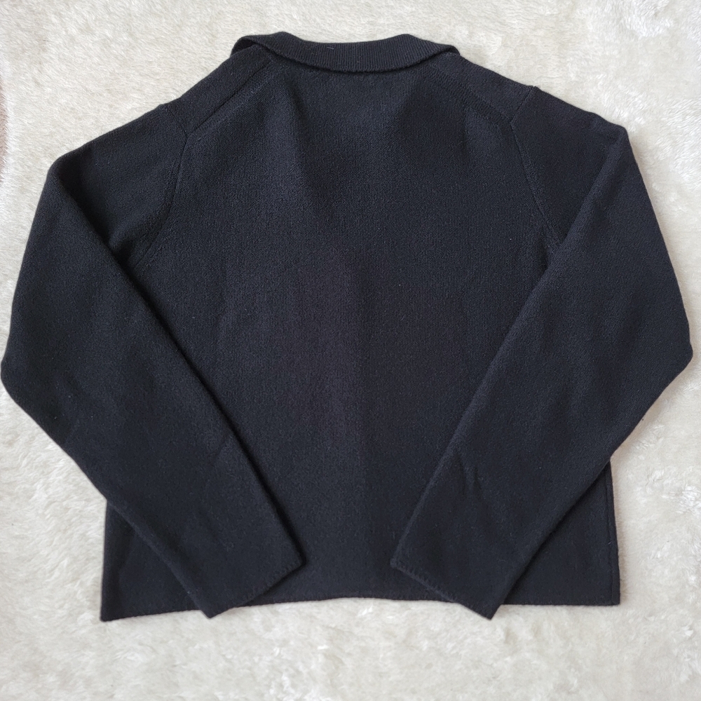 NWT Quince 100% Cashmere Collared Cardigan, Heather Black, L - Picture 9 of 10